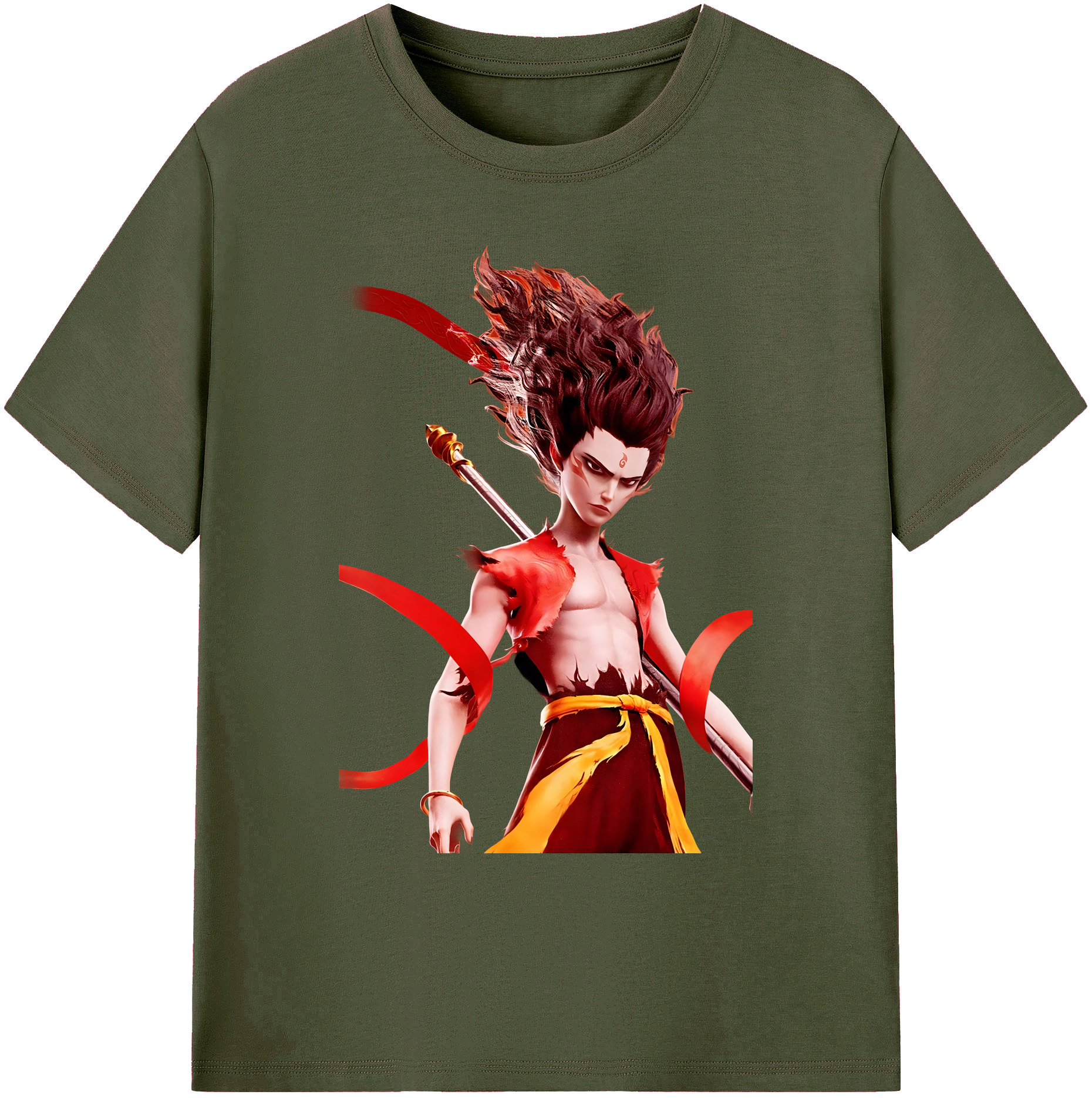 （画像用） Ne Zha 2 ナタ 魔童の大暴れ 綿100％ メンズ半袖Tシャツ｜肌触りやわらか＆通気性